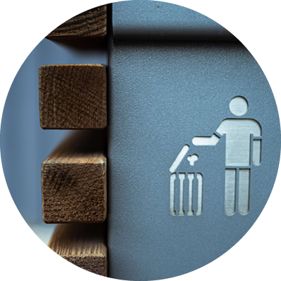 A trash icon representing minimizing waste